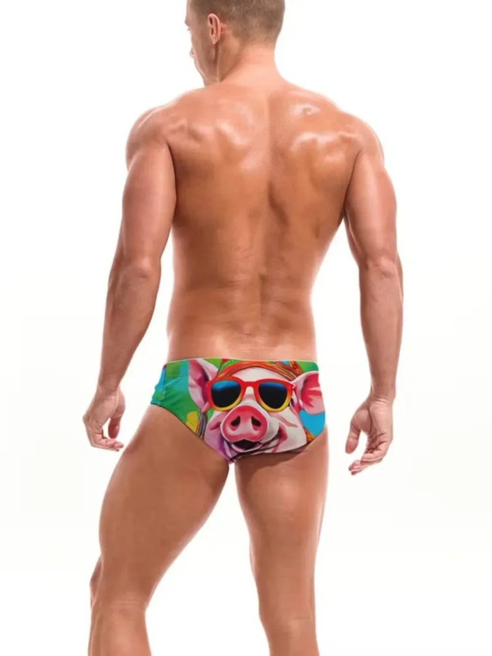 Men's Funny Pig Swim Briefs XXXL Quick Dry Beach Bikini Swimsuit Novelty New